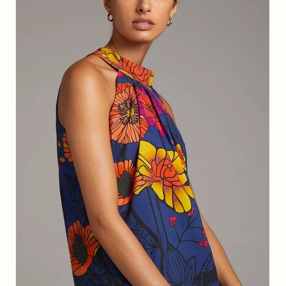SOLD- NWT Anthropologie Roopa Permajaru Floral Halter Tank - Picture 2 of 5